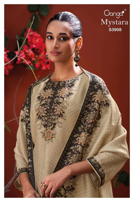 Mystara 3908 By Ganga Silk Designer Salwar Suits Wholesale Price In Surat